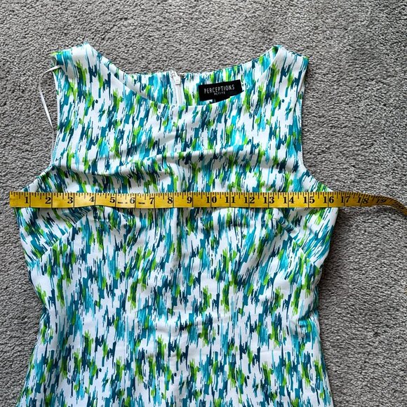 PERCEPTIONS PETITE |  Sleeveless Sheath Dress | Green Blue White | Size:… - Picture 7 of 7